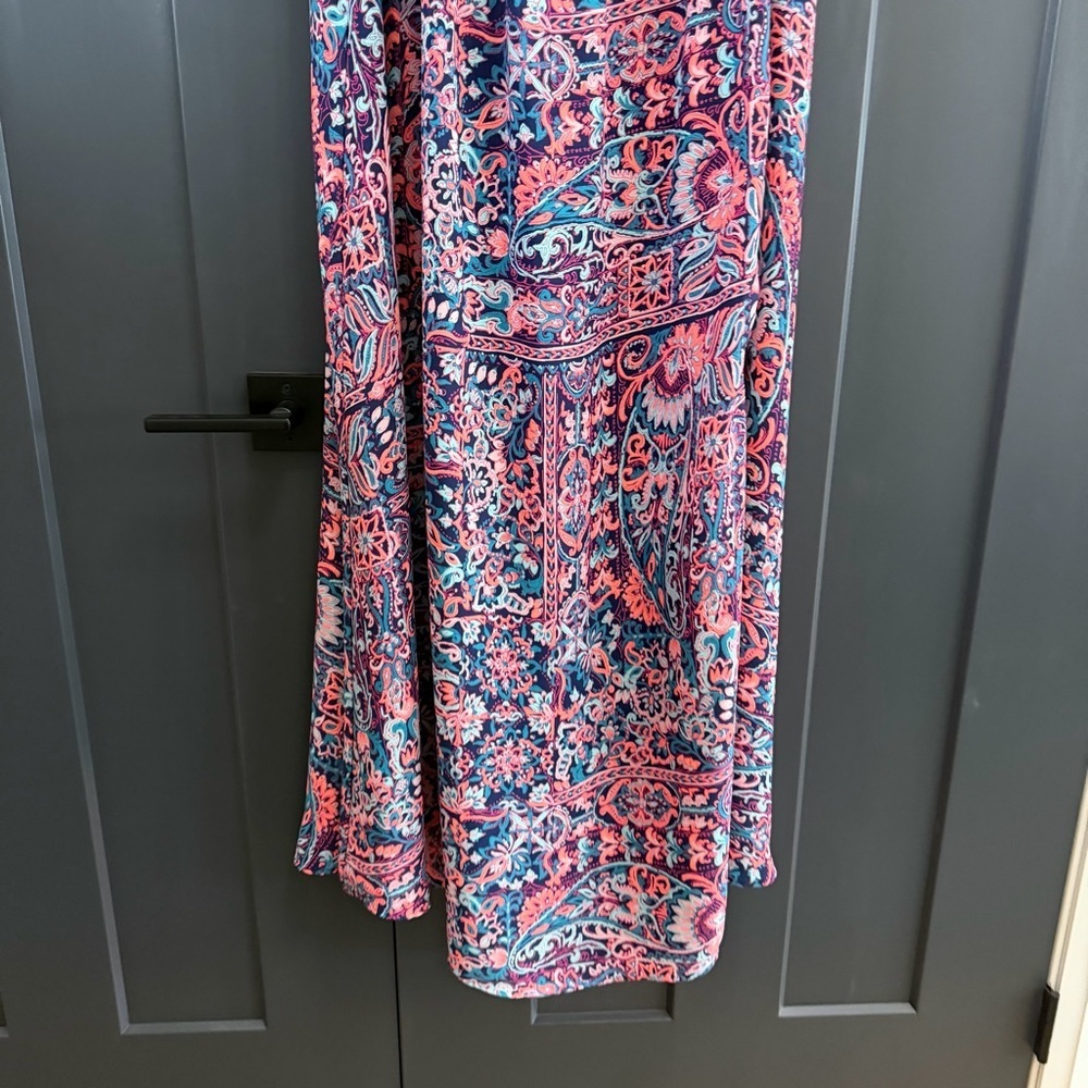 💐 Vibrant Paisley Maxi Dress with Ruffled Short Sleeves – Size 2X (Boutique) - Picture 4 of 6